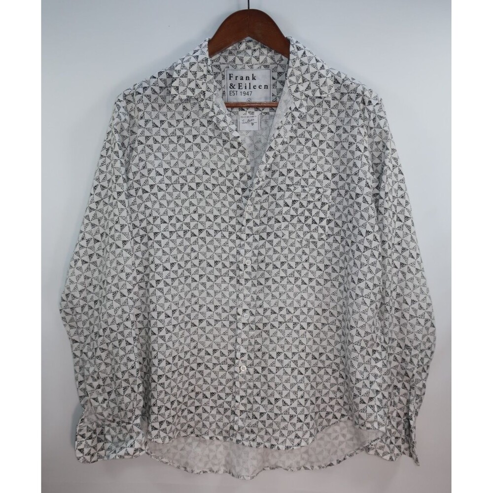 Frank & Eileen Eileen Button Up Shirt Size Small Black White 100% Linen Finbar S
